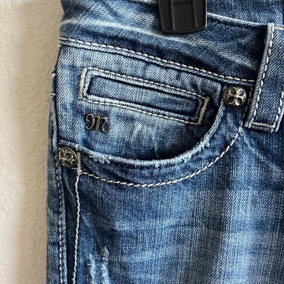 Miss Me Medium Wash Angel Wing Sparkly Skinny Jeans Size 28 Style JE533052L - Picture 6 of 14